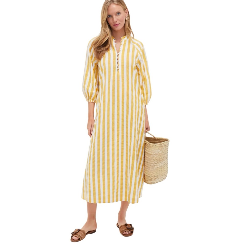 Tuckernuck Mustard and White Striped Dress